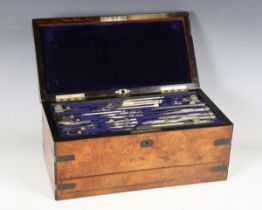 A fine late Victorian burr walnut and brass bound architect's drawing case by Lawrence & Mayo of