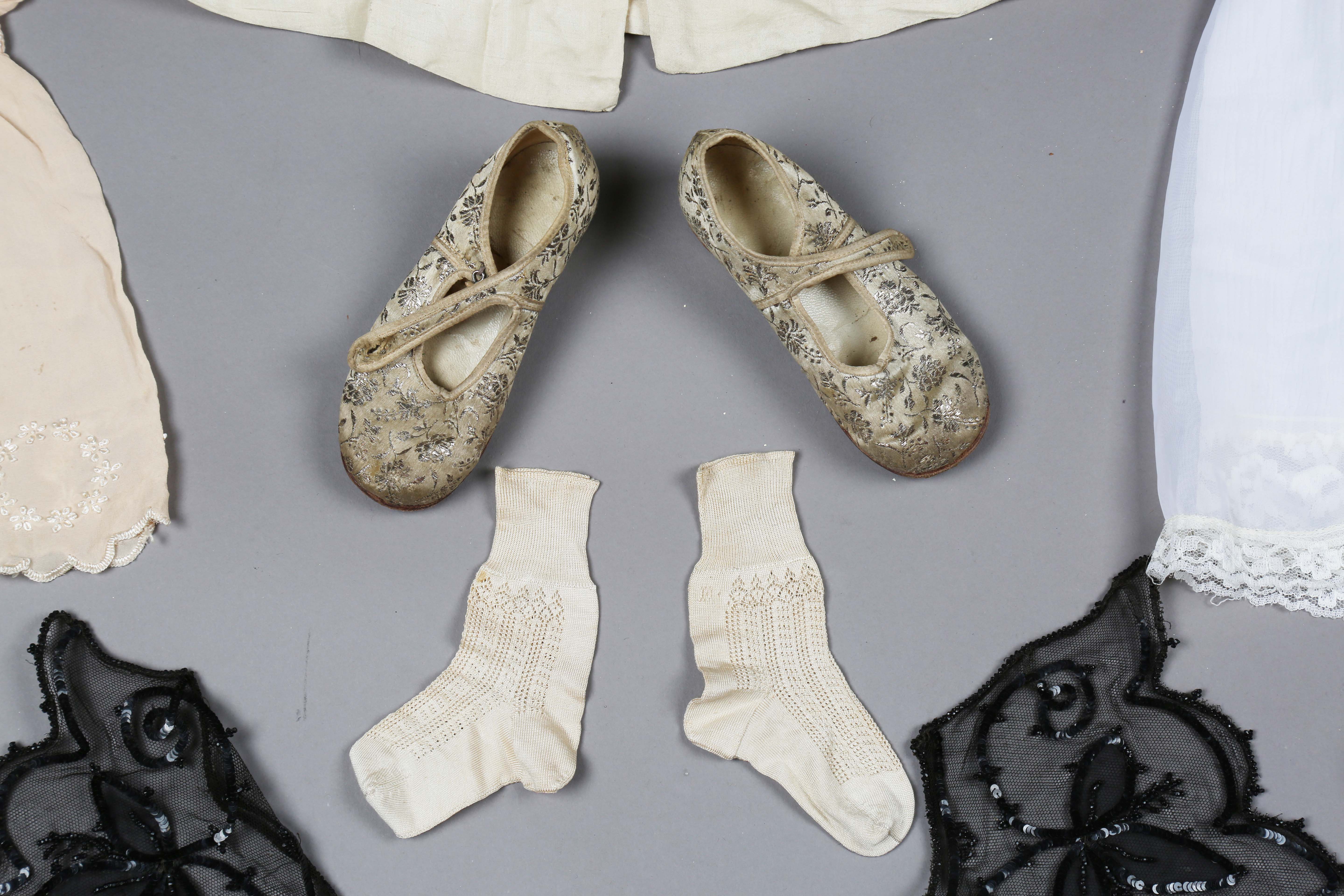 A selection of mainly early 20th century costume, including a pair of infant's shoes with silver - Image 8 of 8