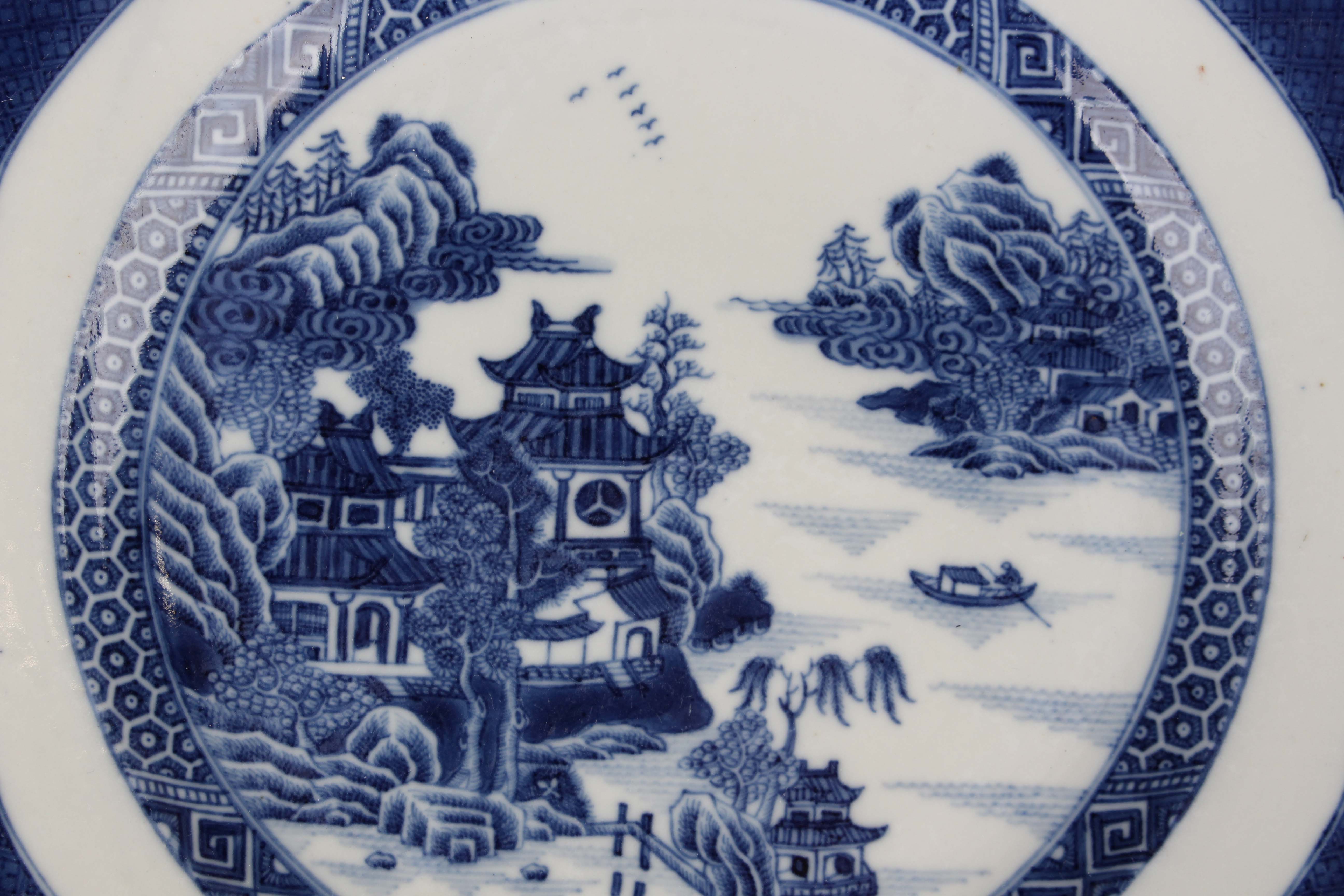 A set of six Chinese blue and white export porcelain plates, late Qianlong period, each painted with - Image 25 of 32