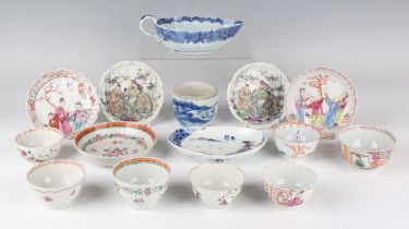 A collection of Chinese export porcelain, Qianlong period and later, including famille rose teabowls