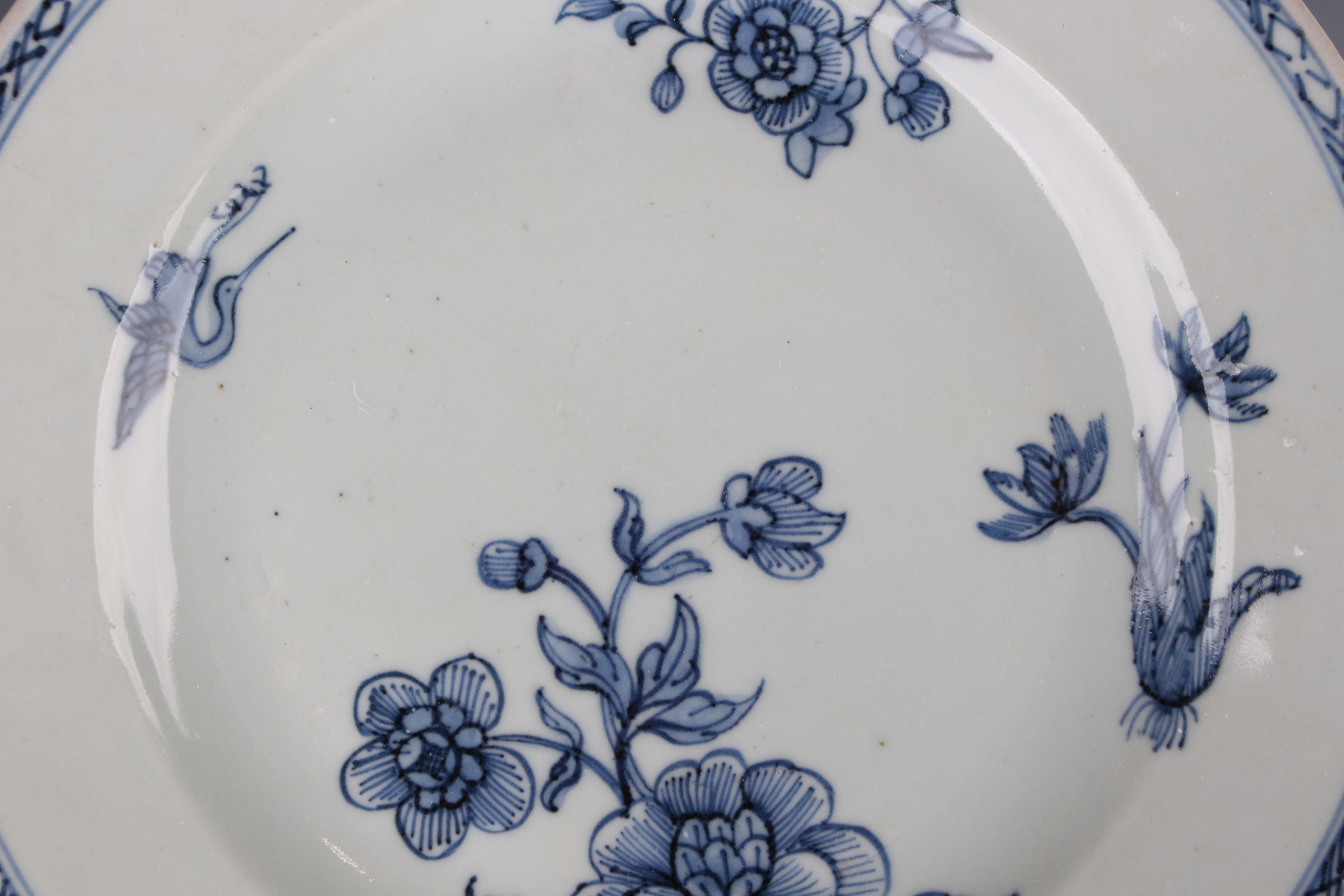 A set of six Chinese blue and white export porcelain plates, late Qianlong period, each painted with - Image 29 of 32