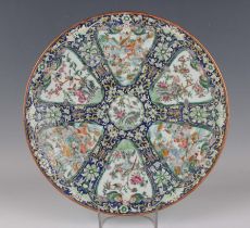 A Chinese Canton famille rose porcelain circular dish, mid to late 19th century, painted with