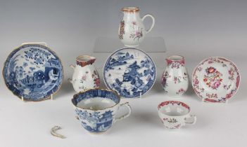 A small group of Chinese export porcelain, Qianlong period, comprising a famille rose sparrow beak