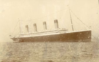 RMS OLYMPIC. A mounted photograph of RMS Olympic by Priestley & Sons Ltd, Egremont, recorded as