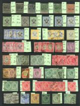 British Commonwealth stamps on album leaves, stock cards with Barbados, Gambia 1922-29 to 5 shilling