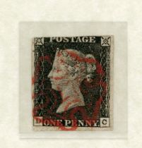 Great Britain 1840 1d black used (3 margins) in folder, three albums Diana, first day covers
