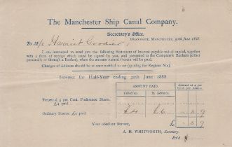 CANALS. A small collection of ephemera relating to the Manchester Ship Canal Company, including