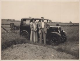 JOWETT. A collection of approximately 60 photographs and 2 postcards of Jowett motor cars, including