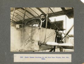 AVIATION. A mounted photograph with printed caption 'Henri Farman starting in the Four Hour