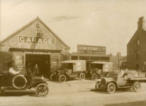 GARAGES. A collection of 53 photographs and 44 postcards of garages, petrol/filling stations and