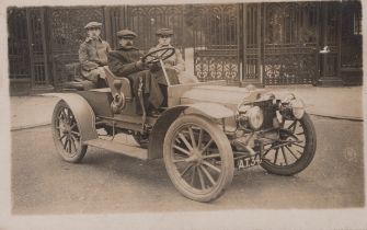 FRENCH CARS. A collection of approximately 125 photographs and 75 postcards of French motorcars,