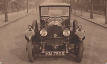 BENTLEY. A collection of approximately 63 photographs and 3 postcards of Bentley motorcars,