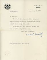 WINSTON CHURCHILL. Two typed letters signed by Winston S. Churchill on '10 Downing Street' headed
