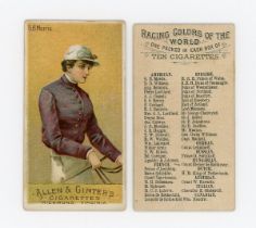 A collection of 48 Allen & Ginter 'Racing Colours of the World (white border)' cigarette cards circa