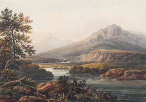 John Varley - View of a Valley, early 19th century watercolour, indistinctly signed lower right