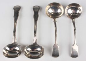 A pair of early Victorian silver King's shape double-threaded pattern sauce ladles, London 1842 by