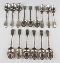 A set of six Edwardian silver Fiddle pattern dessert spoons, Sheffield 1909 by James Dixon & Sons