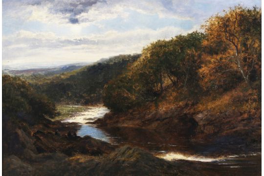 Benjamin Williams Leader - River Valley Landscape, 19th century oil on canvas, signed recto, label - Image 1 of 8