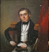 British or Irish Provincial School - Three Quarter Length Portrait of a Naval Officer, early 19th