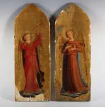 Luigi Romoli, after Fra Angelico - Angel Musicians, a pair of 19th century oils with gilt and