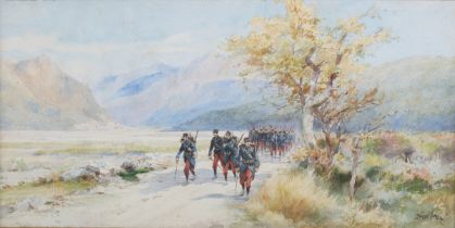 Pierre Comba - Soldiers on a Road in an Alpine Landscape, late 19th/early 20th century