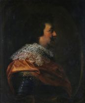 Studio of Gerrit van Honthorst - Half Length Profile Portrait of Frederick Henry, Prince of