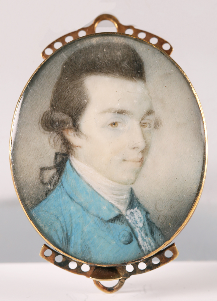 Charles Forrest - a late 18th century oval half-length portrait miniature of a gentleman wearing a