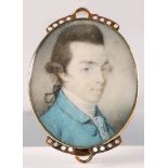 Charles Forrest - a late 18th century oval half-length portrait miniature of a gentleman wearing a