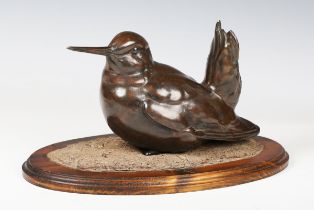 Alan Glasby - Woodcock Head Up, a brown patinated cast bronze model, incised signature and limited