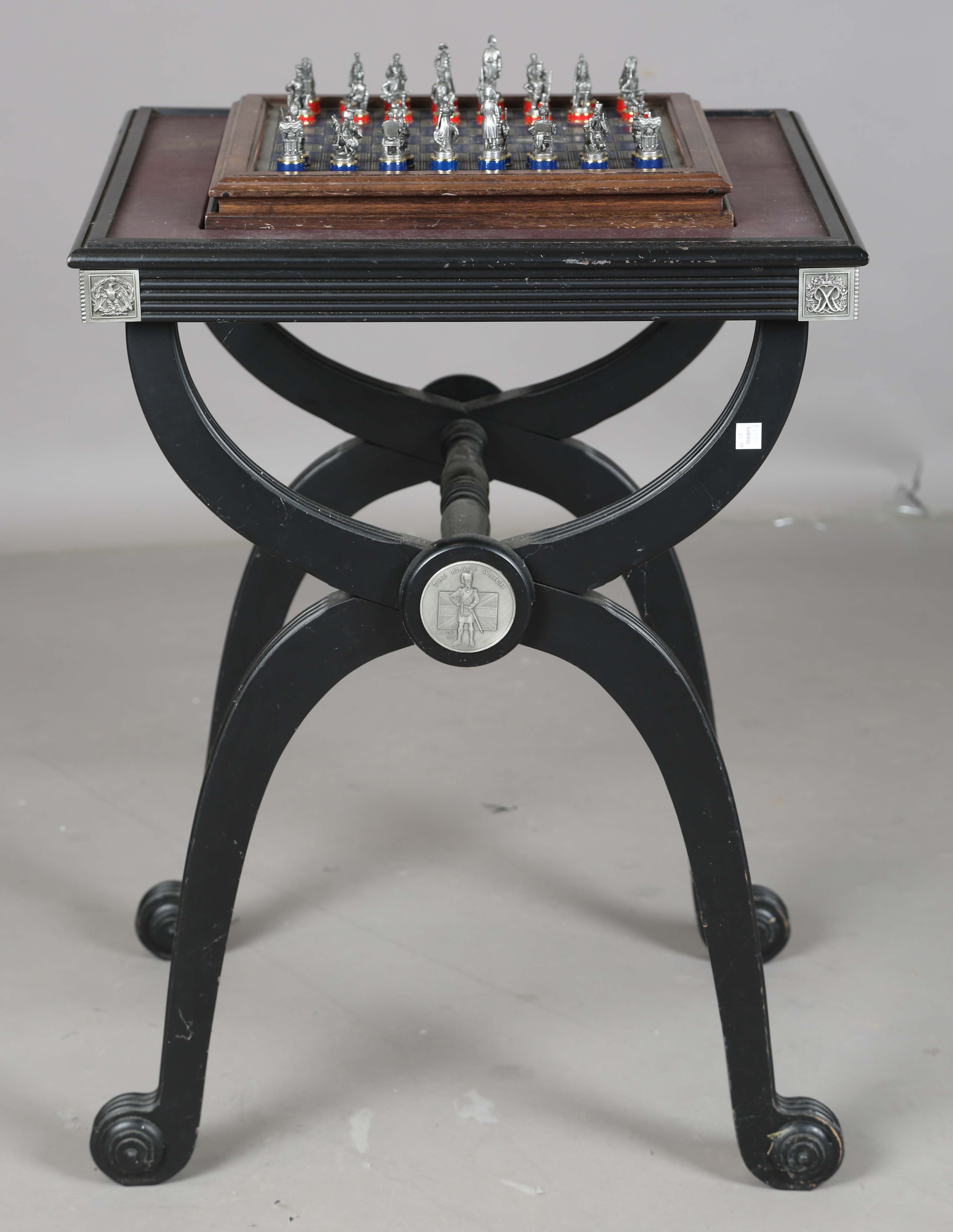 A modern 'Battle of Waterloo' chess set and table by Franklin Mint, height 27cm, width 51cm.Buyer’ - Image 19 of 25