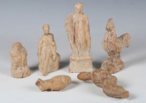 A small group of Hellenistic terracotta models, circa 300 BC, including a cockerel, height 13cm, a