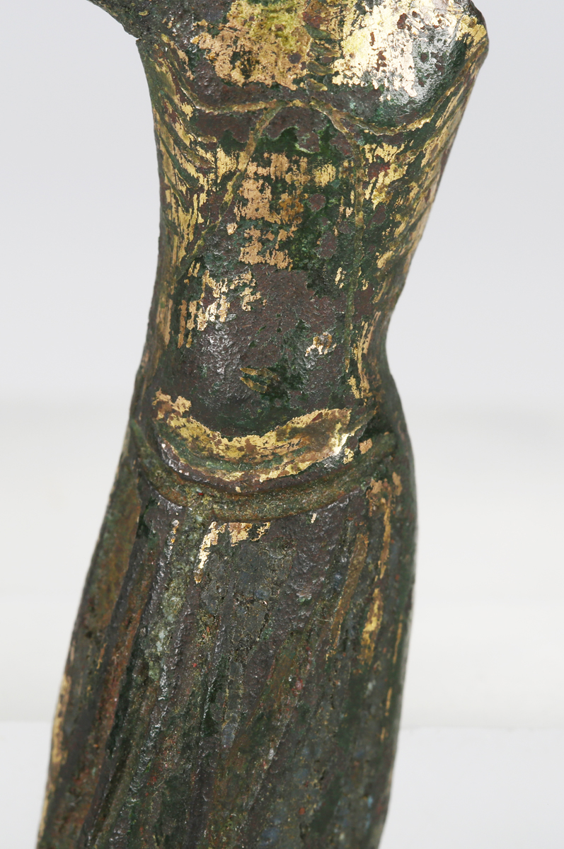 A 14th century copper alloy Limoges style Corpus Christi cross mount with gilt decorated surface and - Image 8 of 9