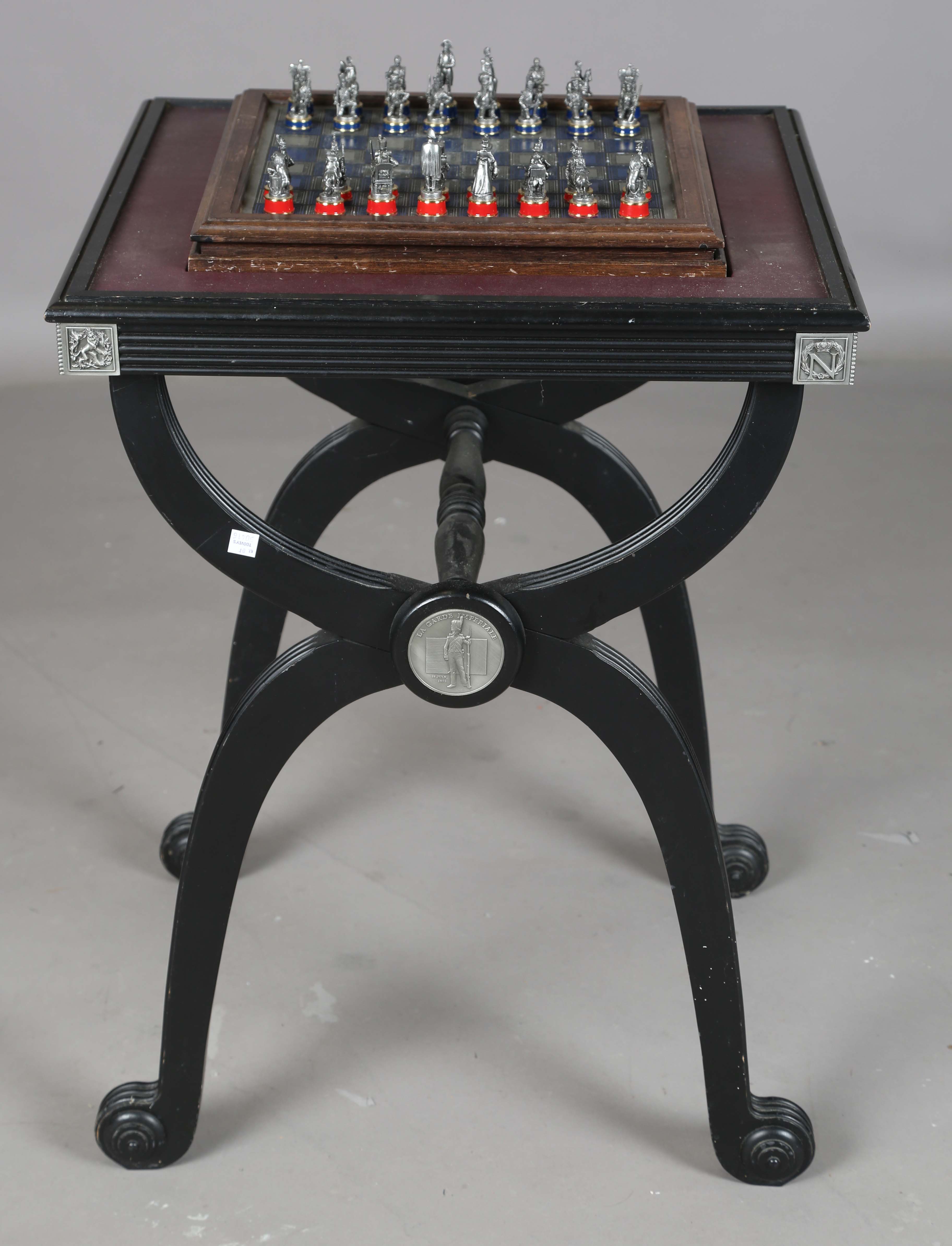 A modern 'Battle of Waterloo' chess set and table by Franklin Mint, height 27cm, width 51cm.Buyer’ - Image 7 of 25