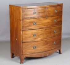 A Regency mahogany chest, fitted with two short and three long drawers, height 112cm, width 105cm,