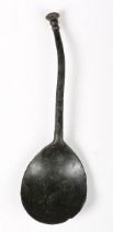 A 17th century pewter seal top spoon with ovate bowl, length 15.5cm. Note: purportedly a Sussex