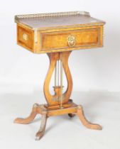A 20th century Continental pollard oak and gilt metal mounted work table with kingwood crossbanding,