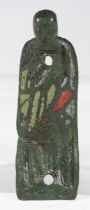 A 13th century Limoges copper alloy and enamelled cross mount in the form of a saint, the head