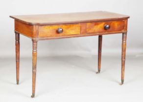 An early Victorian mahogany side table, fitted with a single drawer, height 73cm, width 114cm.