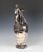 A large early 20th century German plated alloy vase, probably by WMF, the shouldered body with