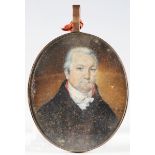 Peter Dillon - a late 18th/early 19th century oval half-length portrait miniature of a gentleman