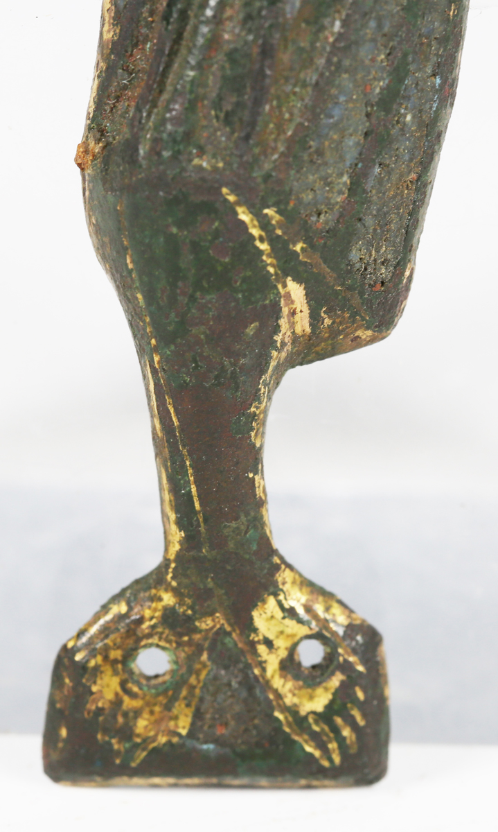 A 14th century copper alloy Limoges style Corpus Christi cross mount with gilt decorated surface and - Image 7 of 9