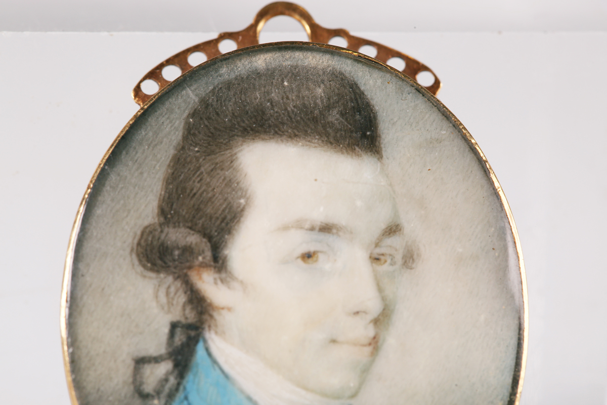 Charles Forrest - a late 18th century oval half-length portrait miniature of a gentleman wearing a - Image 4 of 4