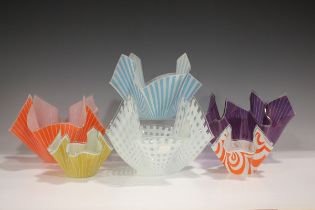 A mixed group of Chance glass handkerchief vases, 1950s to 1981, including versions in the