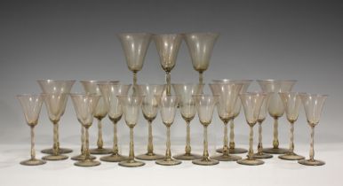 A part suite of Orrefors Sandvik Astrid glass, designed by Simon Gate, 1930s, of cinnamon tint,