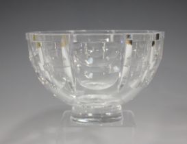 An Orrefors Thousand Windows pattern clear cut glass bowl, 20th century, designed by Simon Gate,