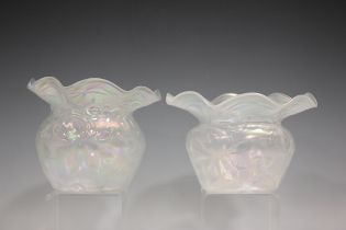 Two Richardson pearl iridescent glass Horse Chestnut pattern bowls, early 20th century, of bulbous