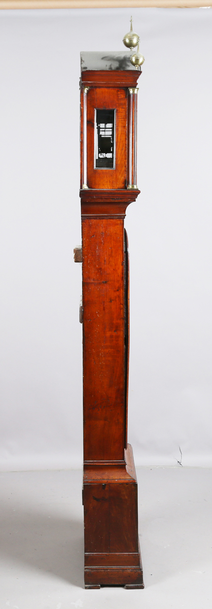 A George III mahogany longcase clock with eight day movement striking on a bell, the 12-inch brass - Image 5 of 14