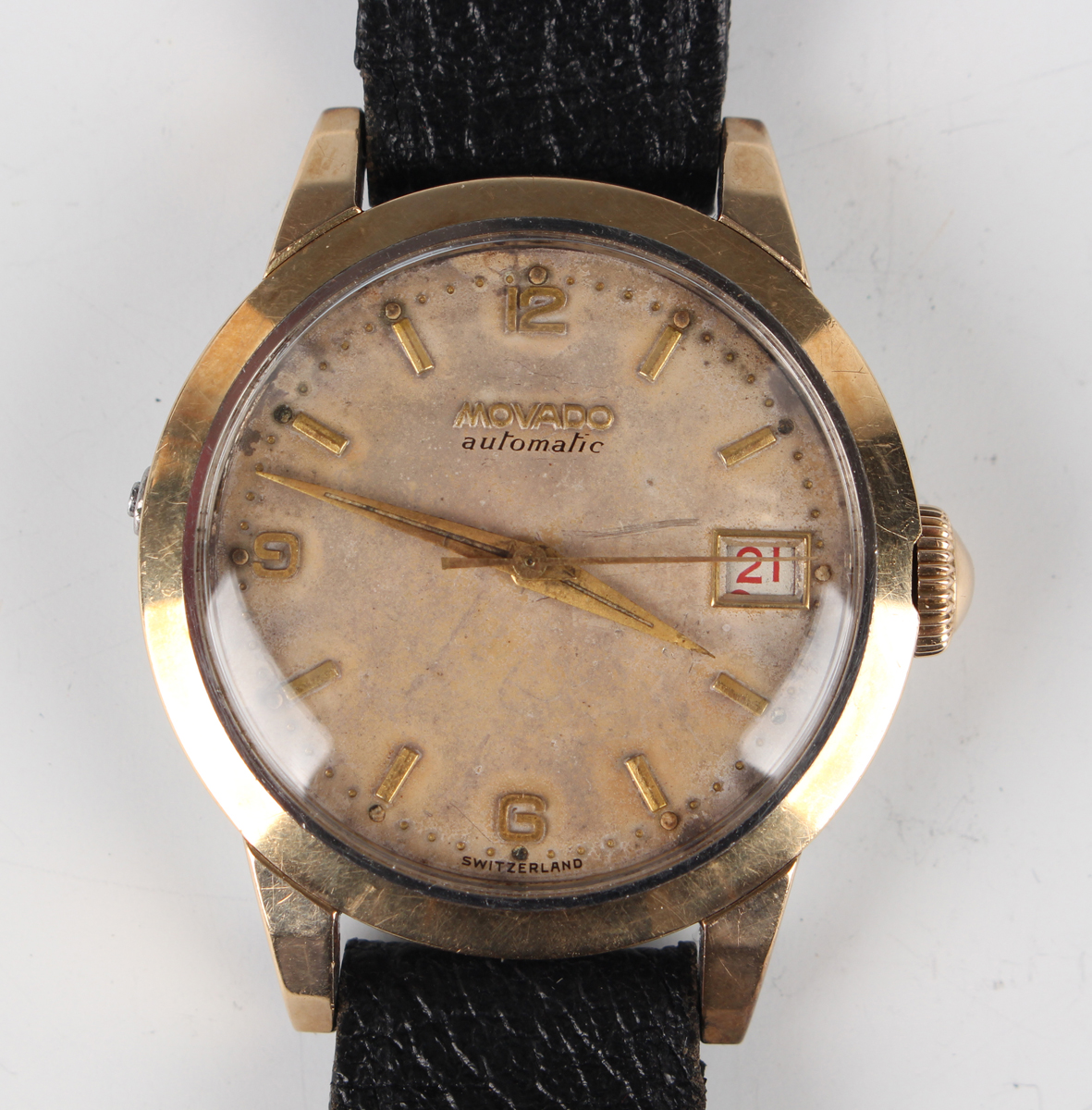 A Movado Automatic gilt metal fronted and steel backed gentleman's wristwatch with signed and - Image 11 of 11