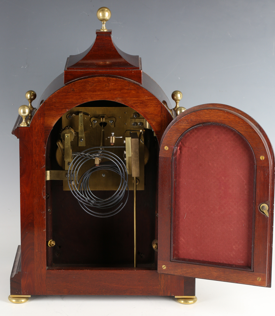 An early 20th century Regency Revival mahogany bracket clock, the three train movement with - Image 7 of 11