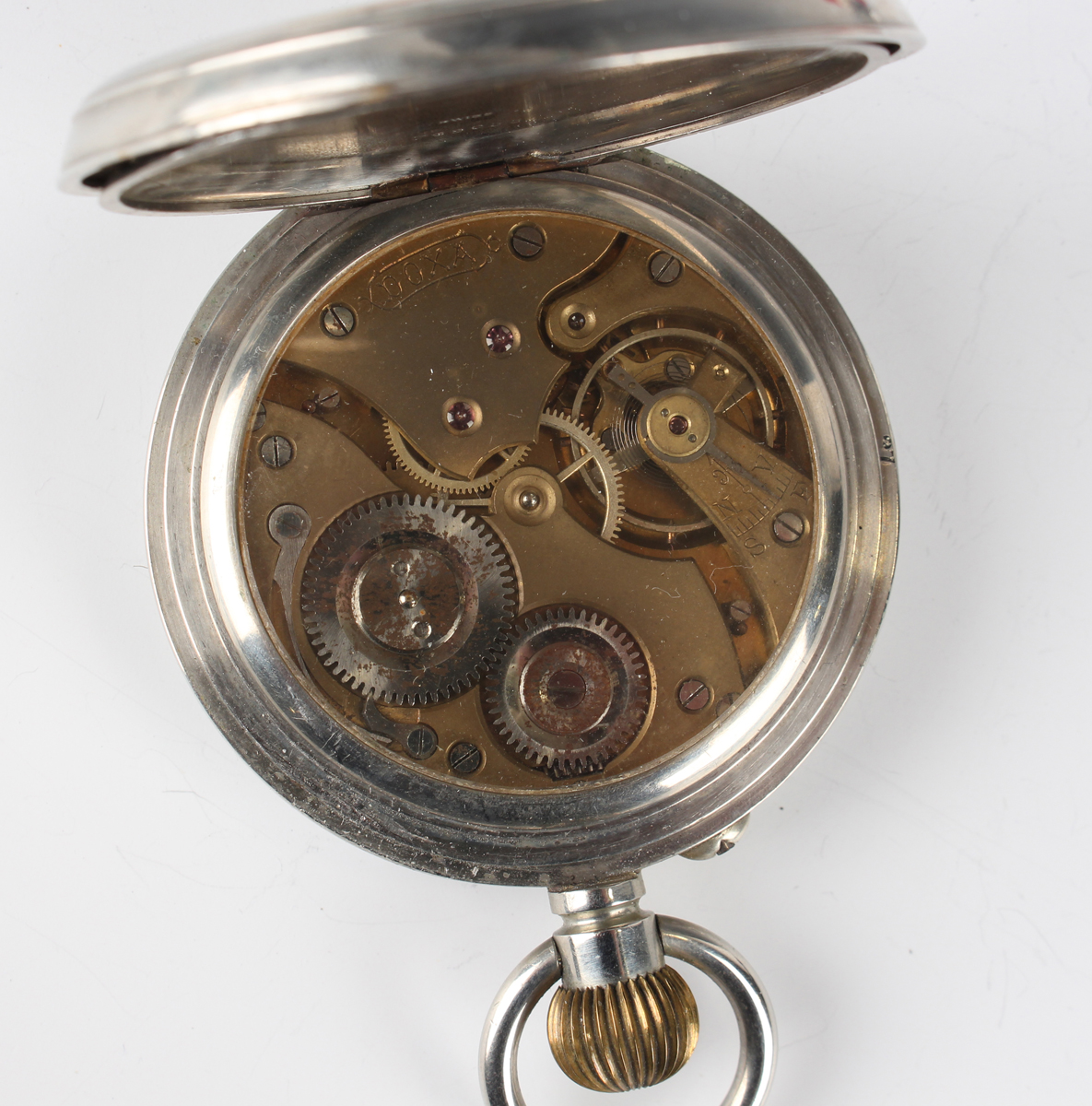 An MoD issue chrome plated base metal cased keyless wind open faced gentleman's pocket watch, the - Image 6 of 18